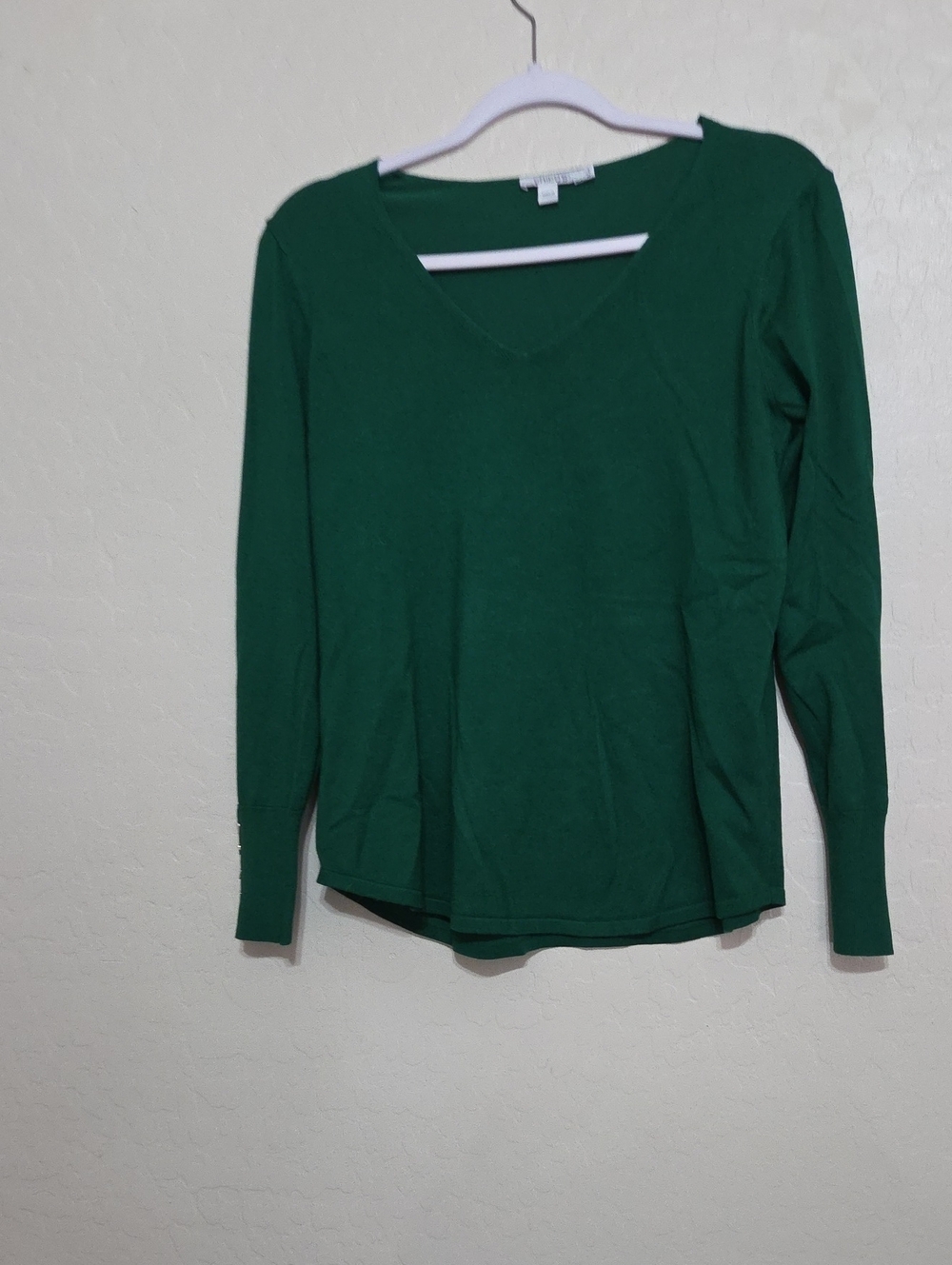Chico's Deep Green Long Sleeve V-Neck Top